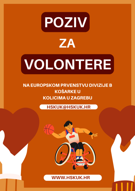 Traže se volonteri za Europsko prvenstvo u košarci u kolicima 2026. u Zagrebu!