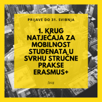 1. krug Natječaja za mobilnost studenata u svrhu stručne prakse Erasmus+