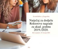 Natječaj za dodjelu Rektorove nagrade za akademsku godinu 2019./2020.