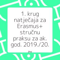 1. krug natječaja za Erasmus+ stručnu praksu za ak. god. 2019./20.