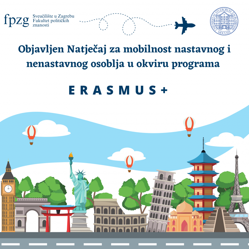 Objavljen Natječaj za mobilnost nastavnog i nenastavnog osoblja u okviru programa Erasmus+