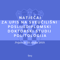 Rezultati Natječaja za upis na sveučilišni poslijediplomski doktorski studij Politologija